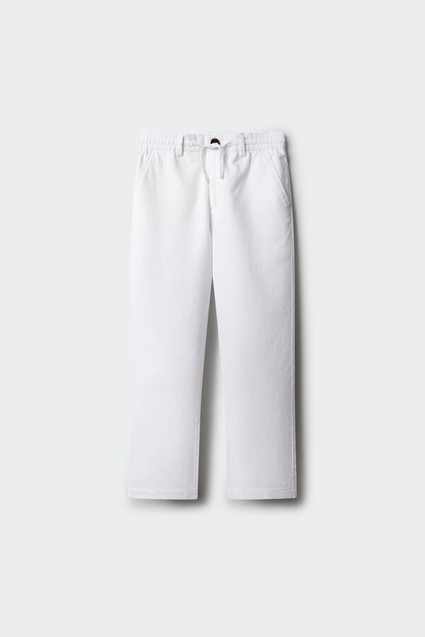 Springfield Kids Pantal&oacute;n lino ni&ntilde;o blanco
