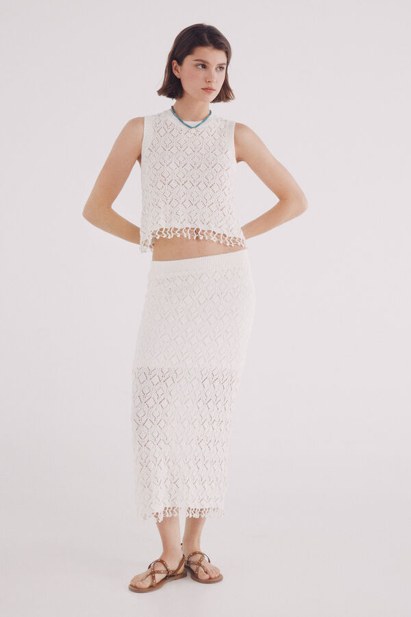 Springfield Saia midi de malha Poointelle bege