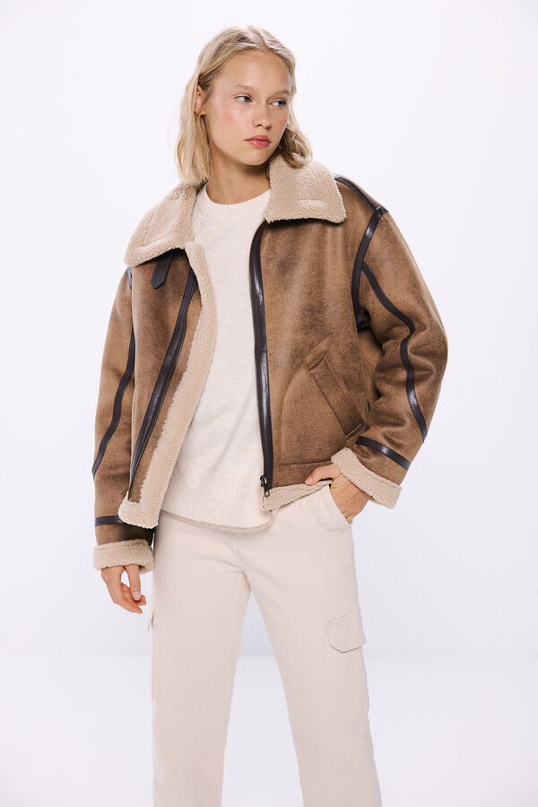 Springfield Cazadora doble faz contraste marr&oacute;n