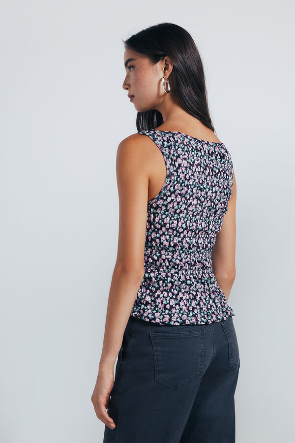 Springfield Top ajustado florecitas negro