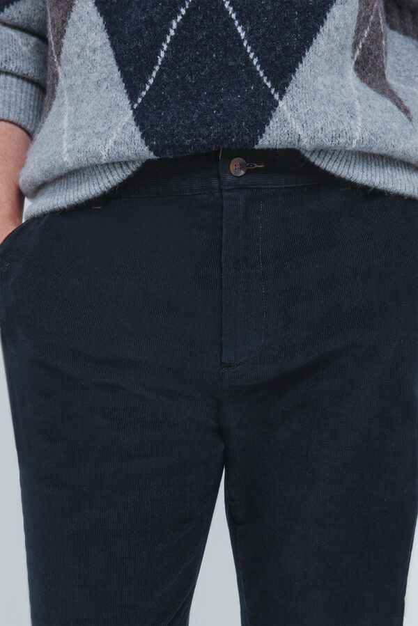 Springfield Cal&ccedil;as chino slim fit de veludo cotel&ecirc; micro azul