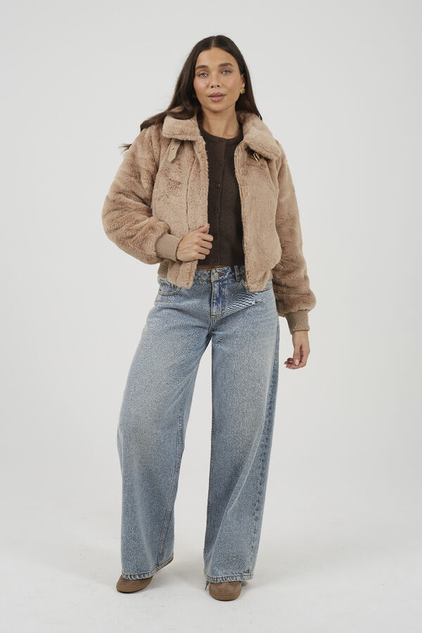 Brave Soul Chaqueta de pelo beige