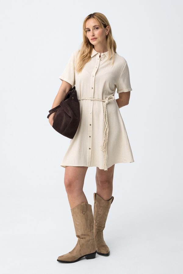 Tiffosi Vestido curto bot&otilde;es bege