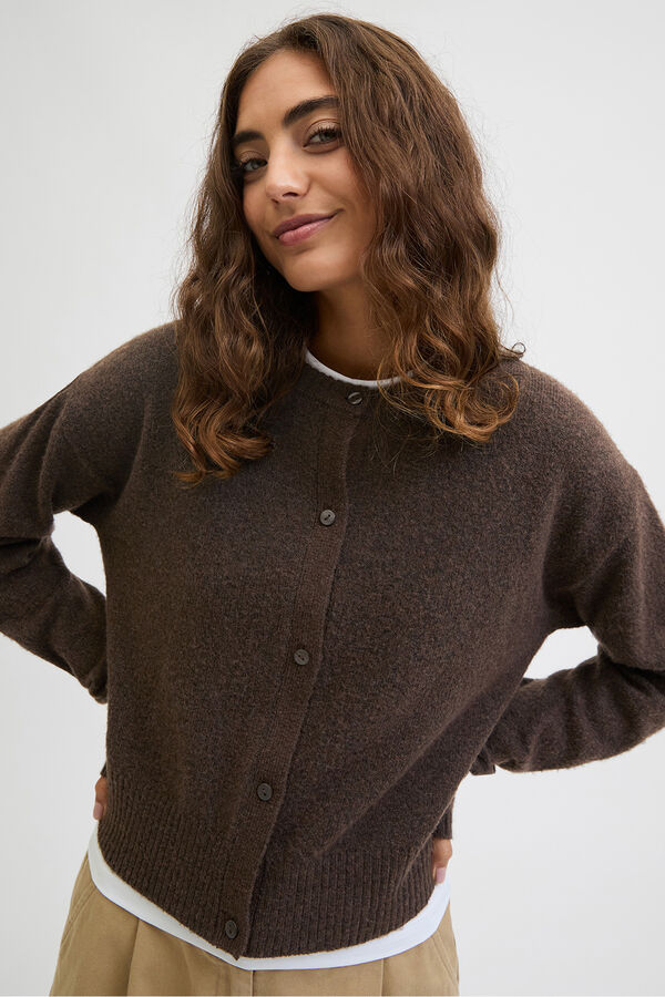 Jack & Jones Cardigan de punto con botones marr&oacute;n