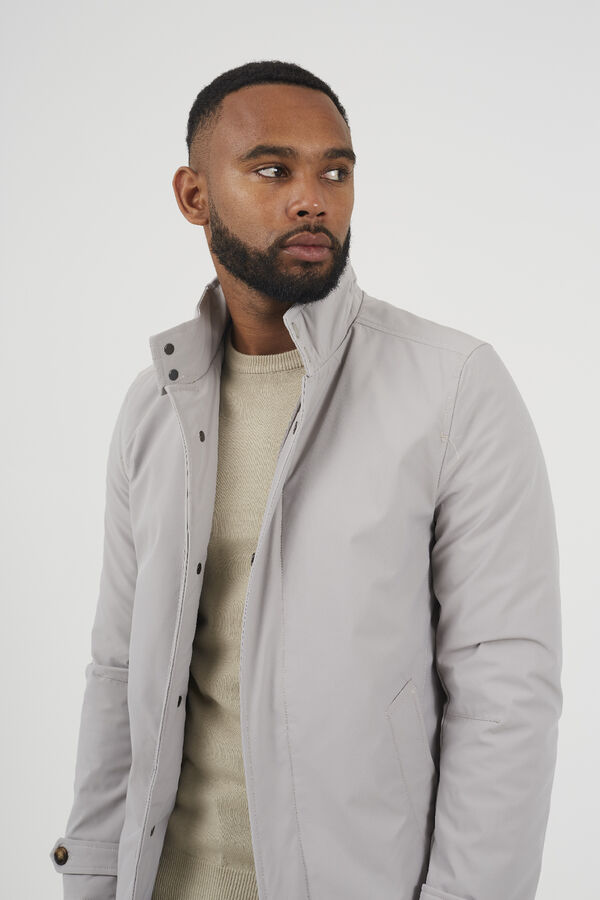 Brave Soul Parka longa com fecho de fecho-&eacute;clair bege