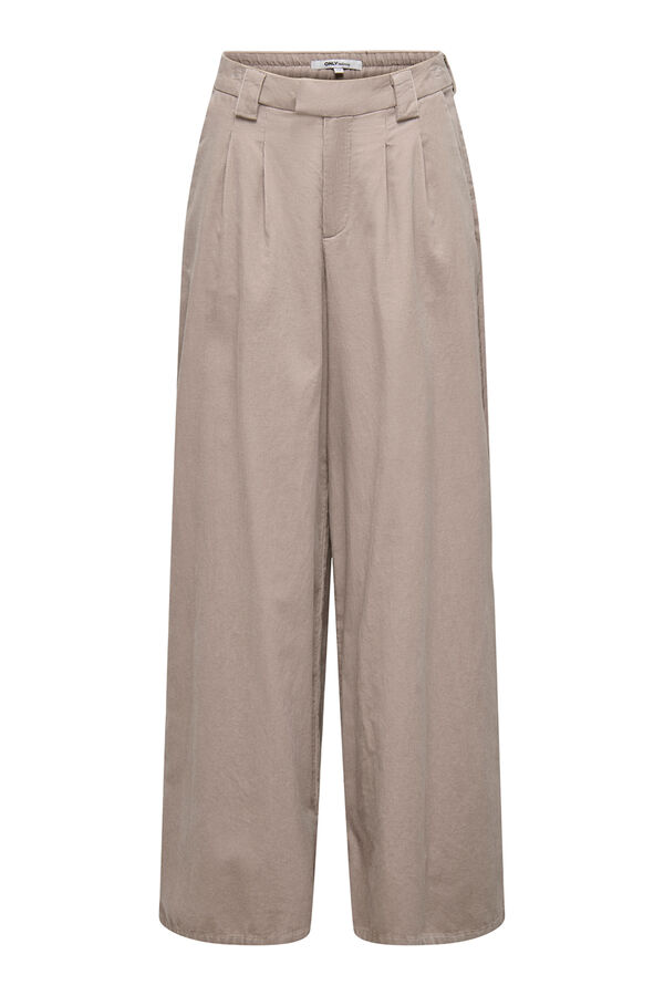 Only Pantal&oacute;n wide leg de pinzas tostado