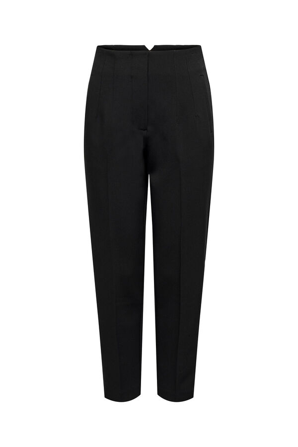 Only Pantalones rectos de talle alto negro