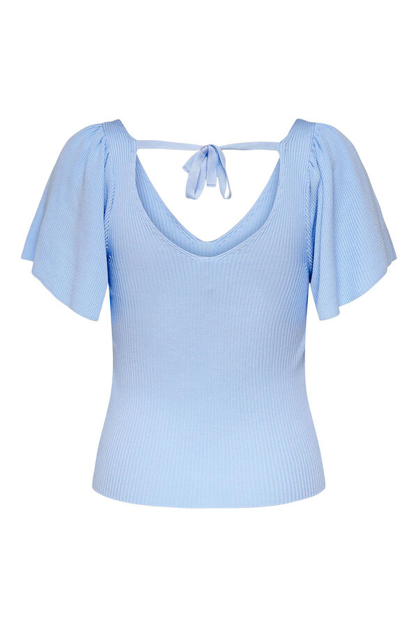 Only Top manga curta la&ccedil;o  azul