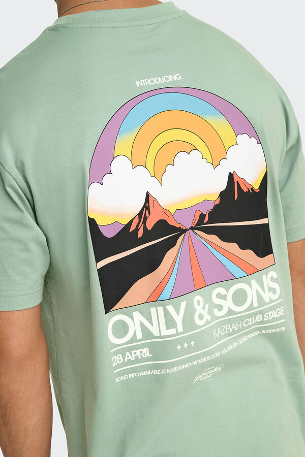 Only & Sons Herren-T-Shirt mit entspannter Passform. 100 % Bio-Baumwolle. verde