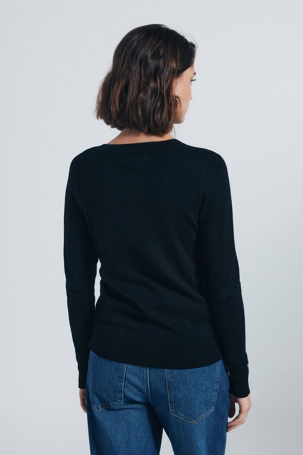 Springfield Jersey fino botones pu&ntilde;os negro
