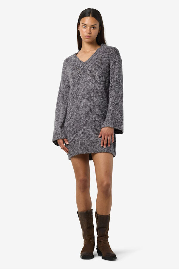 Noisy May Vestido curto de malha  cinzento