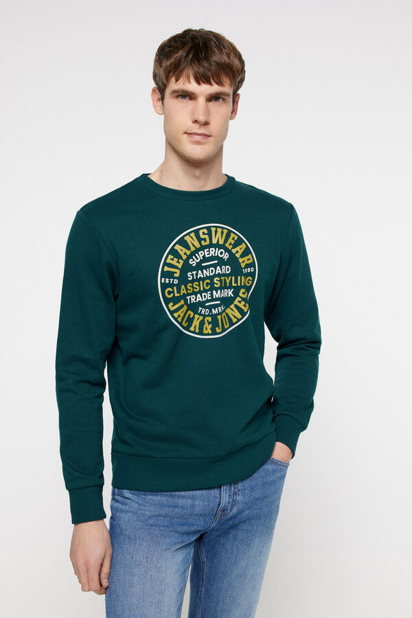 Jack & Jones Sweatshirt gola redonda print logo verde