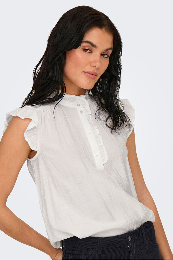 JDY Blusa sin mangas volantes blanco