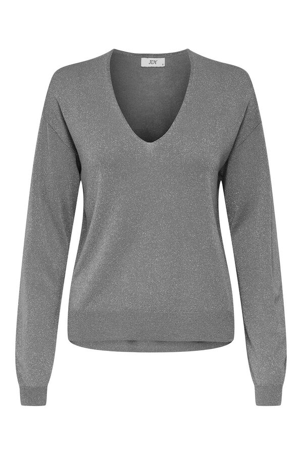 JDY Jersey cuello pico lurex gris
