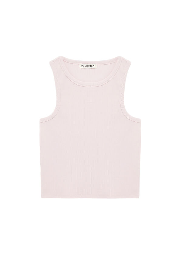 Koton Top canelado ajustado rosa