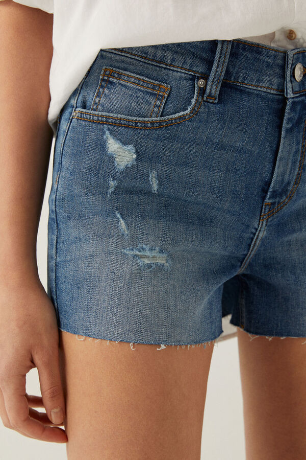 Springfield Calções jeans quebrados azul aço