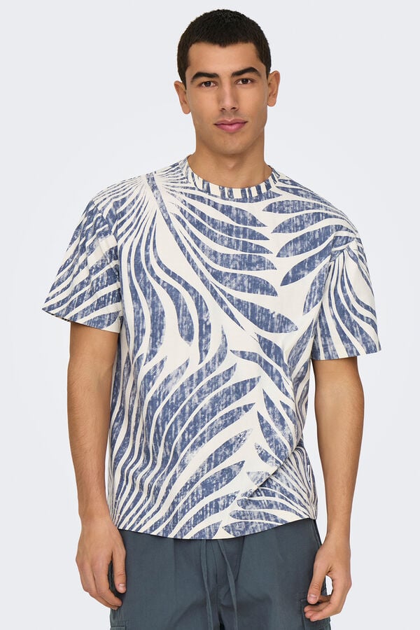 Only & Sons T-shirt de manga curta estampada azul