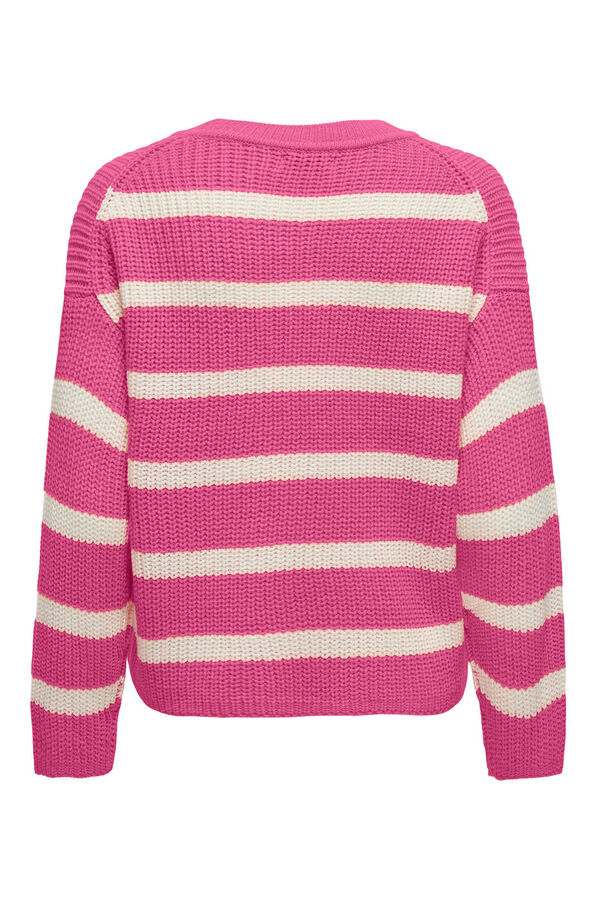 JDY Camisola de malha &agrave;s riscas rosa