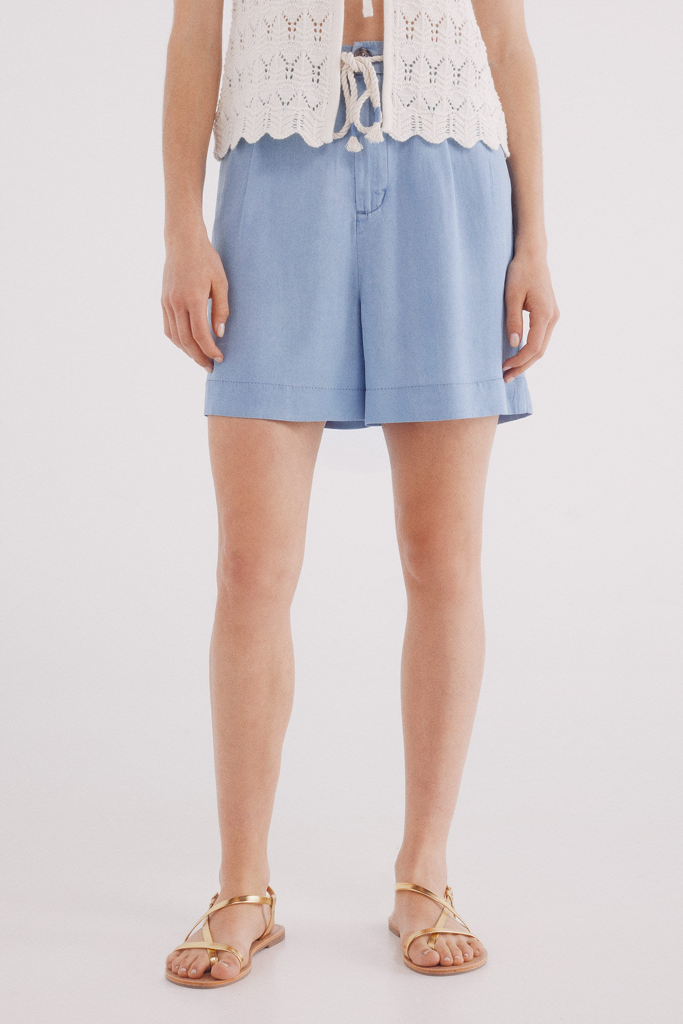 Springfield Shorts de cinto tencel