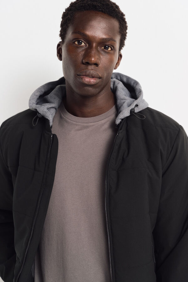 Springfield Jaqueta bomber acolchoada com capuz remov&iacute;vel preto