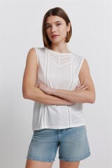 Springfield Camiseta sin mangas crochet blanco