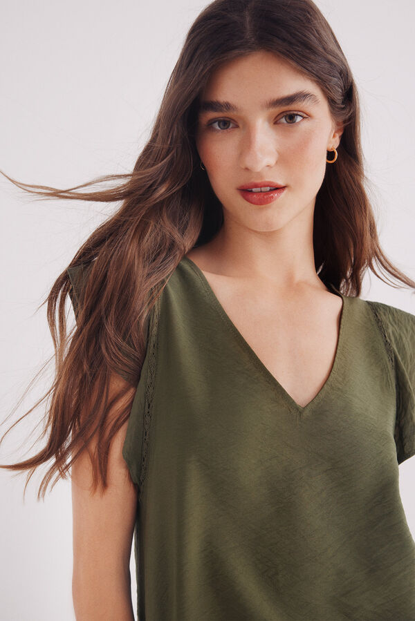 Springfield Blusa folhos verde