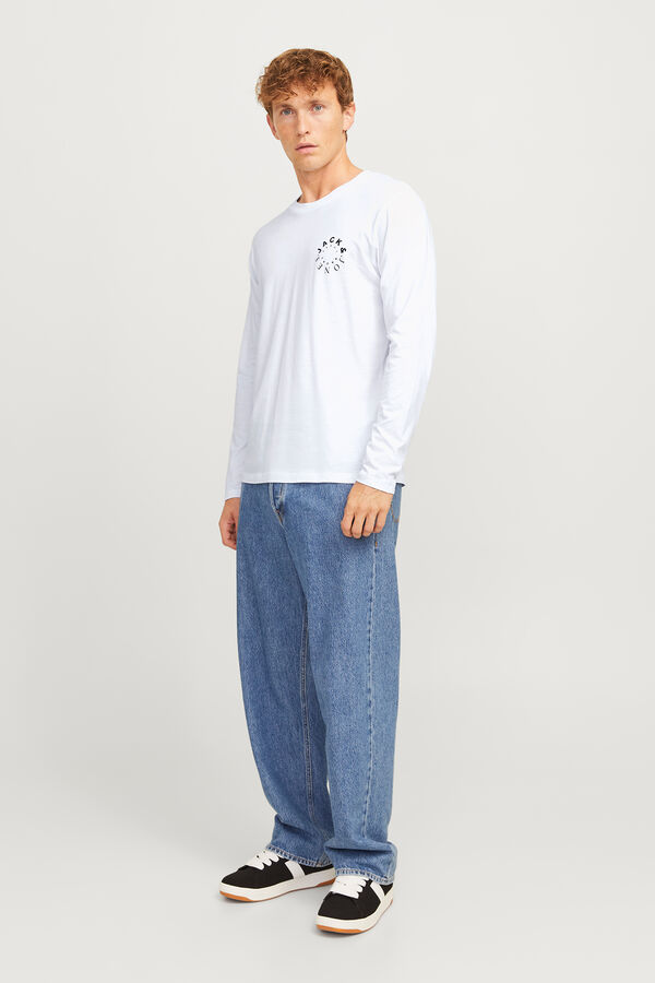 Jack & Jones Camiseta regular fit mangas largas blanco