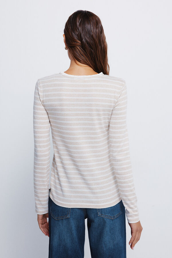 Springfield Camiseta botones hombro cuello tostado