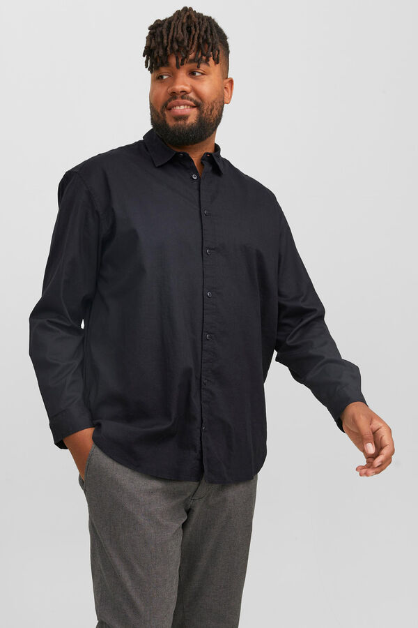 Jack & Jones PLUS Camisa de sarja xadrez loose fit PLUS preto