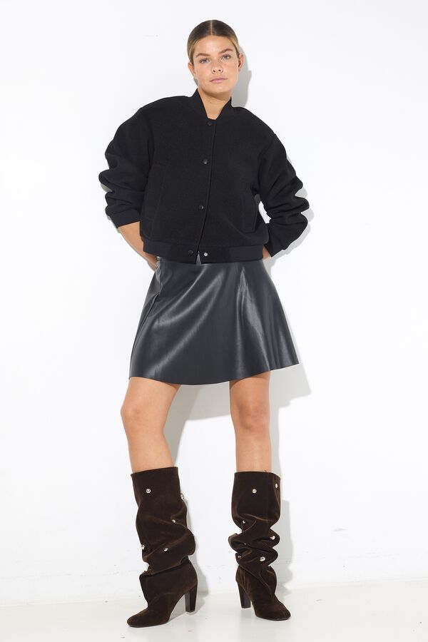 Noisy May Falda skater efecto piel negro