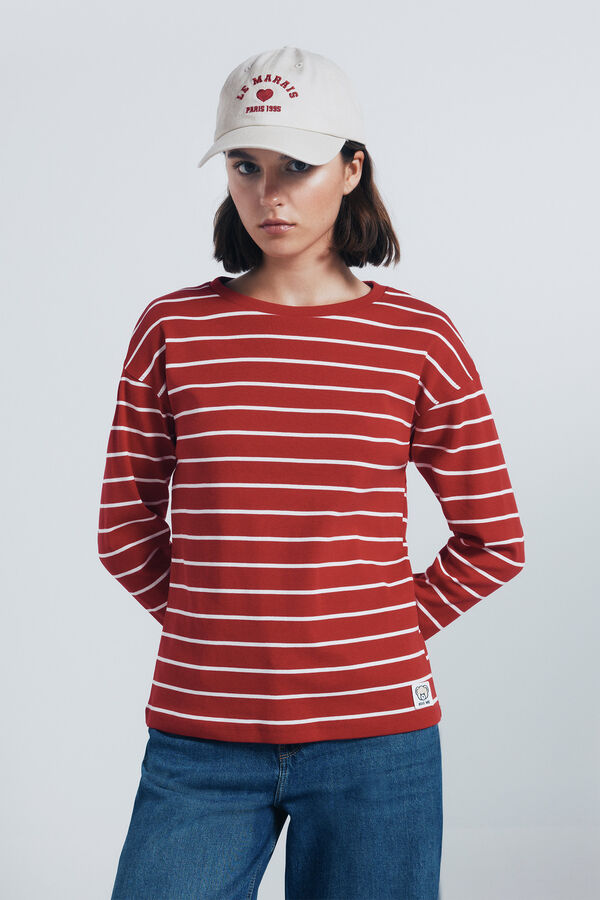 Springfield Camiseta riscas de marinheiro vermelho
