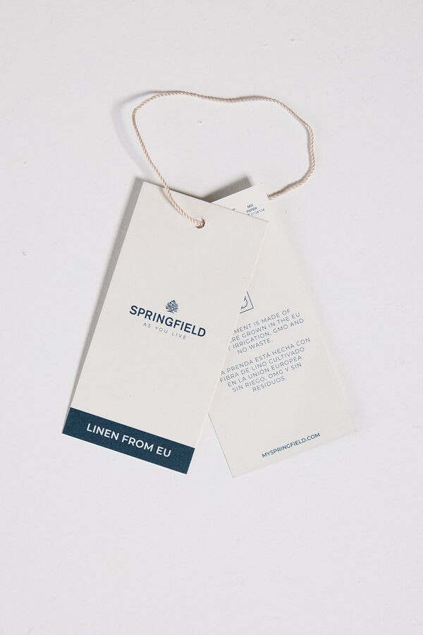 Springfield Camisa manga curto linho estampada azul