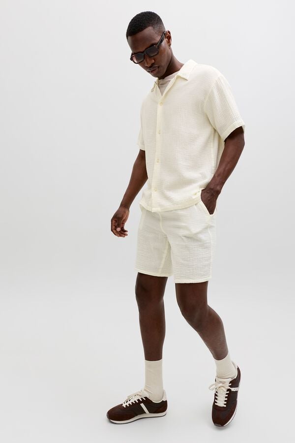 Jack & Jones Bermuda relaxed fit seersucker branco