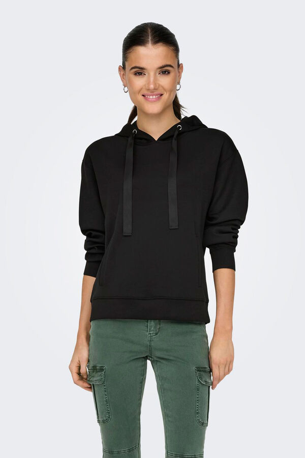 Only Sudadera lisa con capucha negro