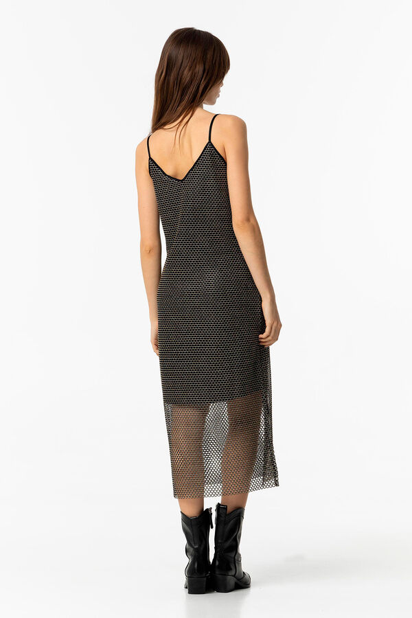 Tiffosi Vestido Comprido de Grelha com L&uacute;rex amarelo