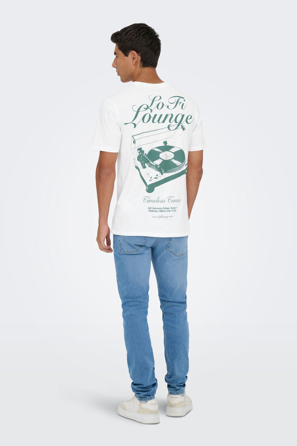 Only & Sons Camiseta dibujo frontal y trasero blanco