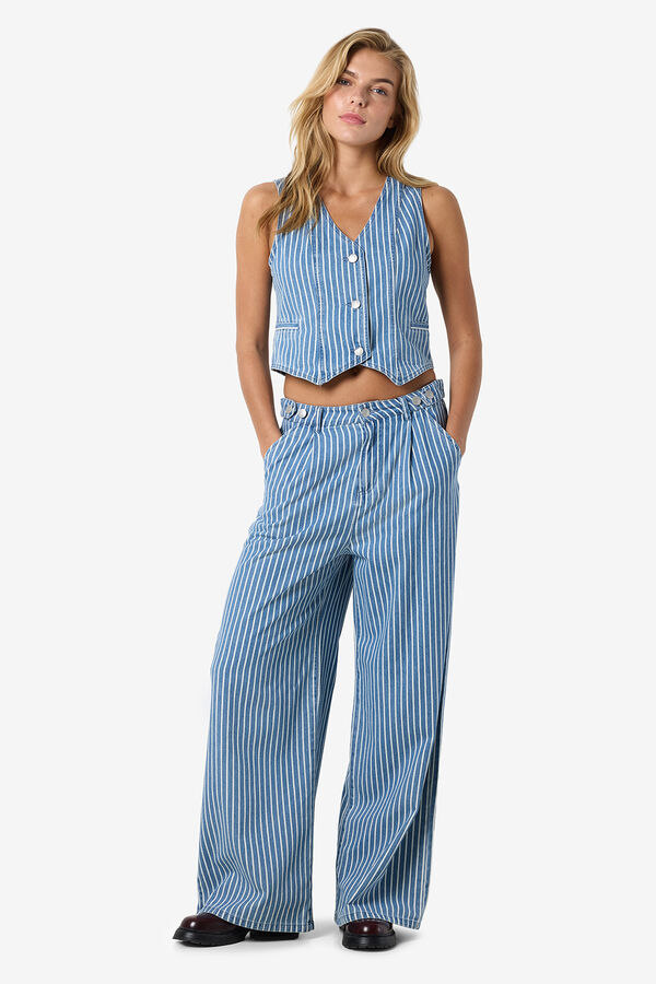 Noisy May Colete riscas estampado azul