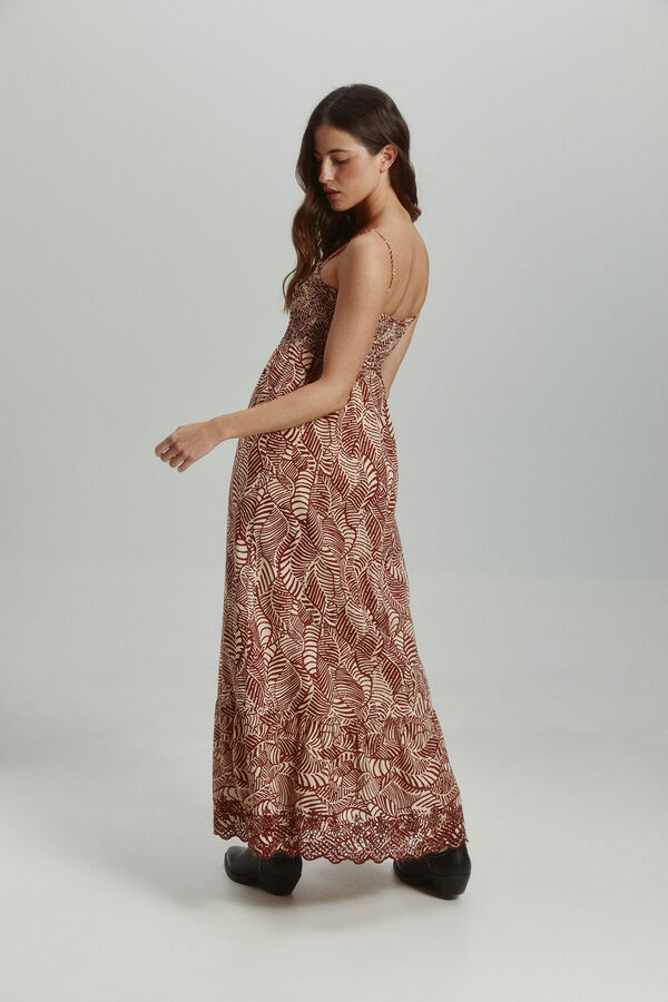 Only Vestido largo regular fit tostado