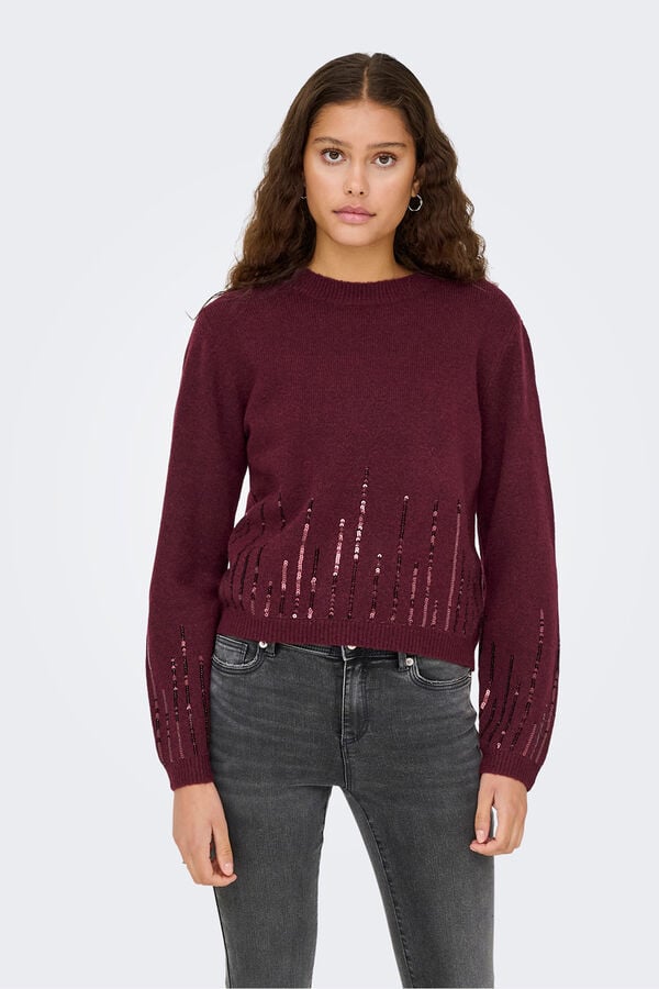 JDY Camisola de gola redonda vermelho