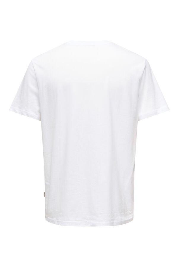 Only & Sons Herren-T-Shirt mit regular fit Passform. 100 % Bio-Baumwolle. branco