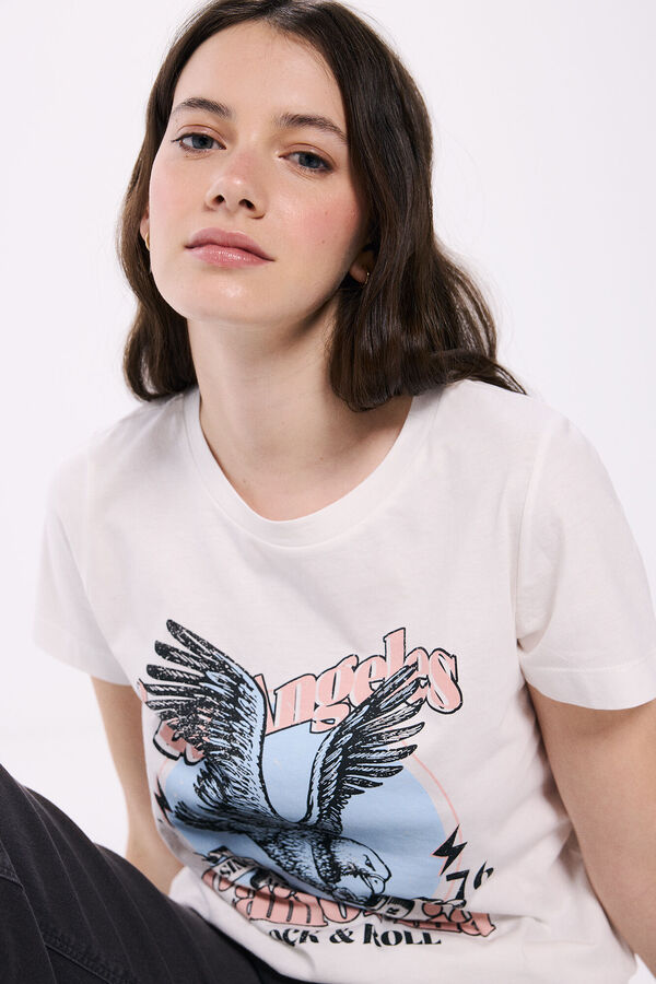 Springfield Camiseta gr&aacute;fica algod&oacute;n beige