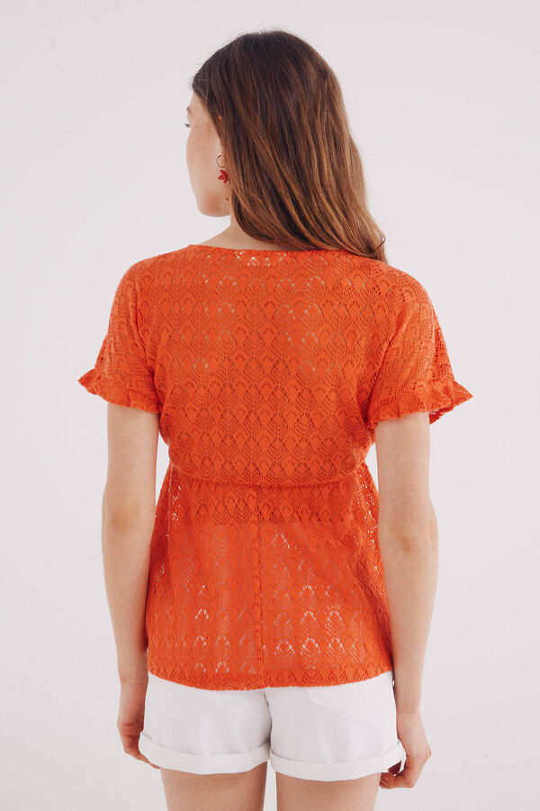 Springfield Top crochet lazo borlas coral