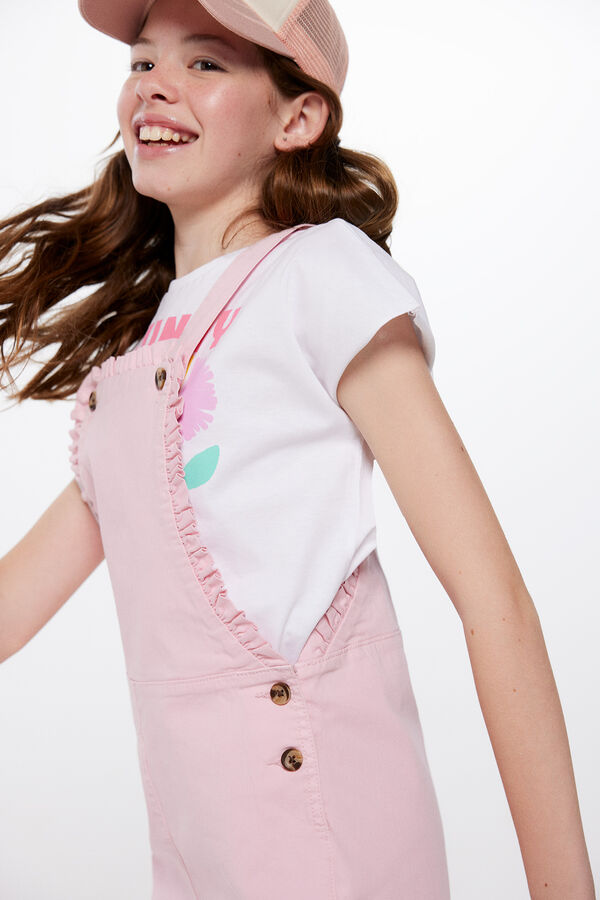 Springfield Kids Jardineiras curtas folhos menina rosa