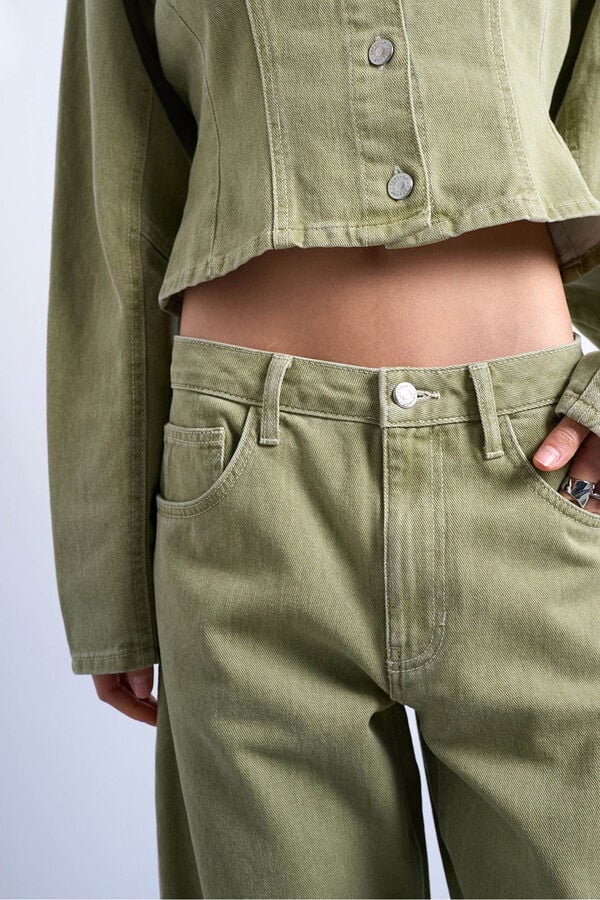 Topshop Jeans jeans com modelagem cano curto verde