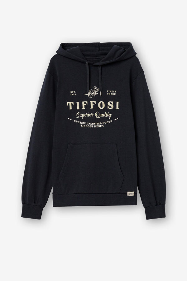 Tiffosi Sweatshirt Capuz Estampado e Bordado Frontal azul