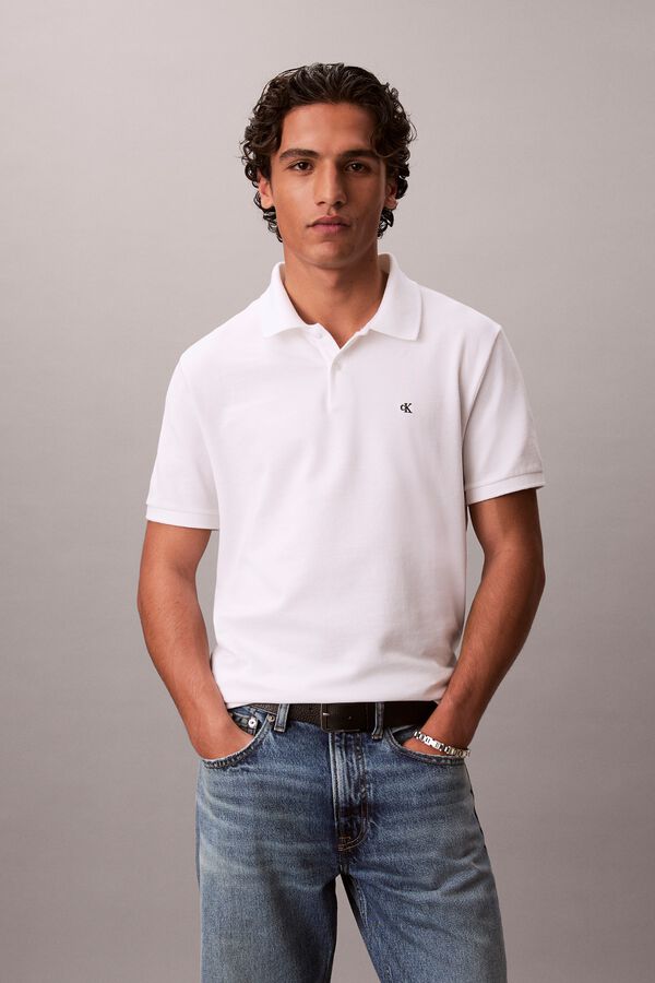 Calvin Klein Polo piqu&eacute; monogram blanco