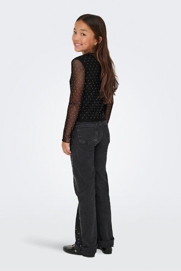Only Girls Top de malha com detalhe de brilho preto