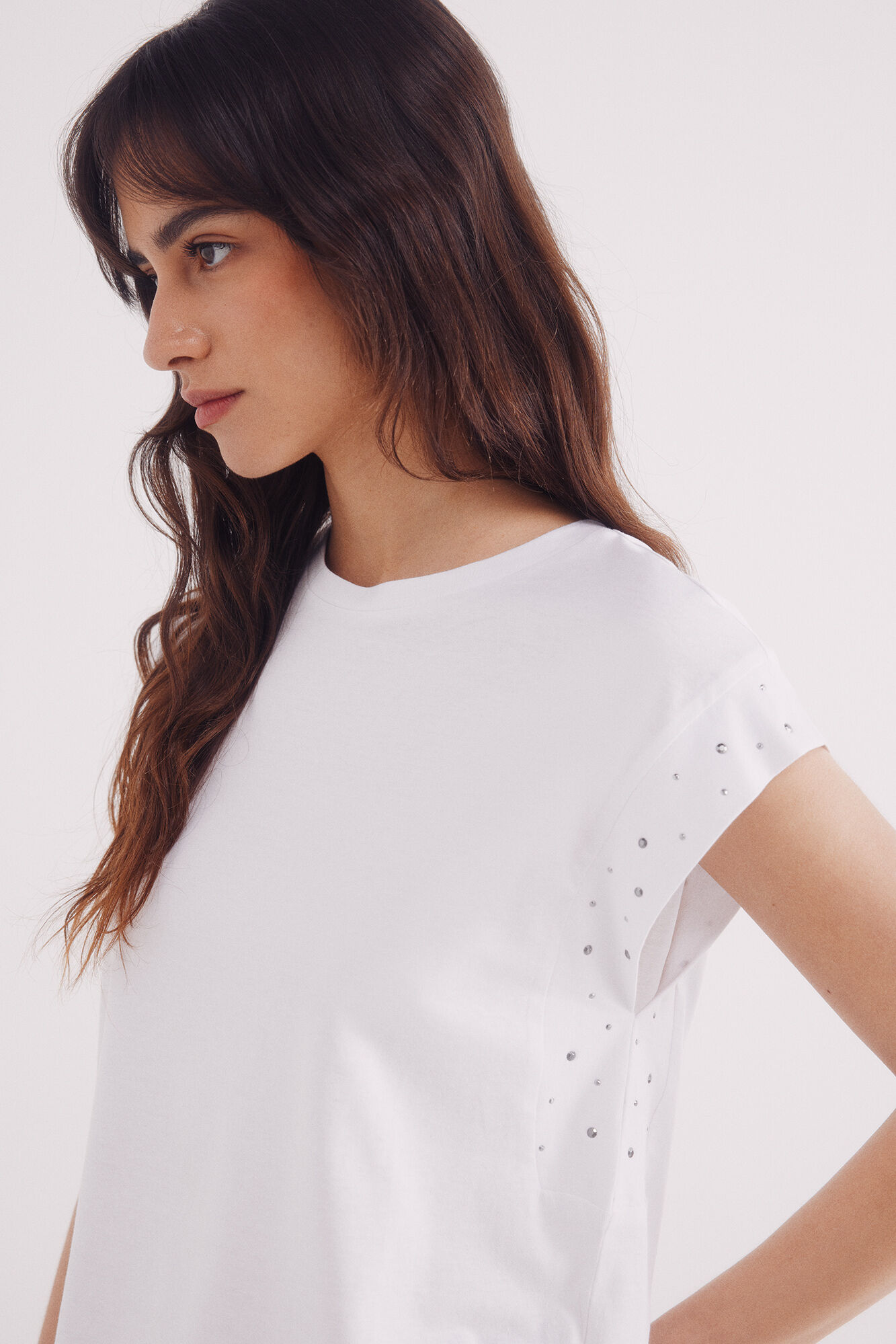 Springfield Camiseta mangas tachas cristal