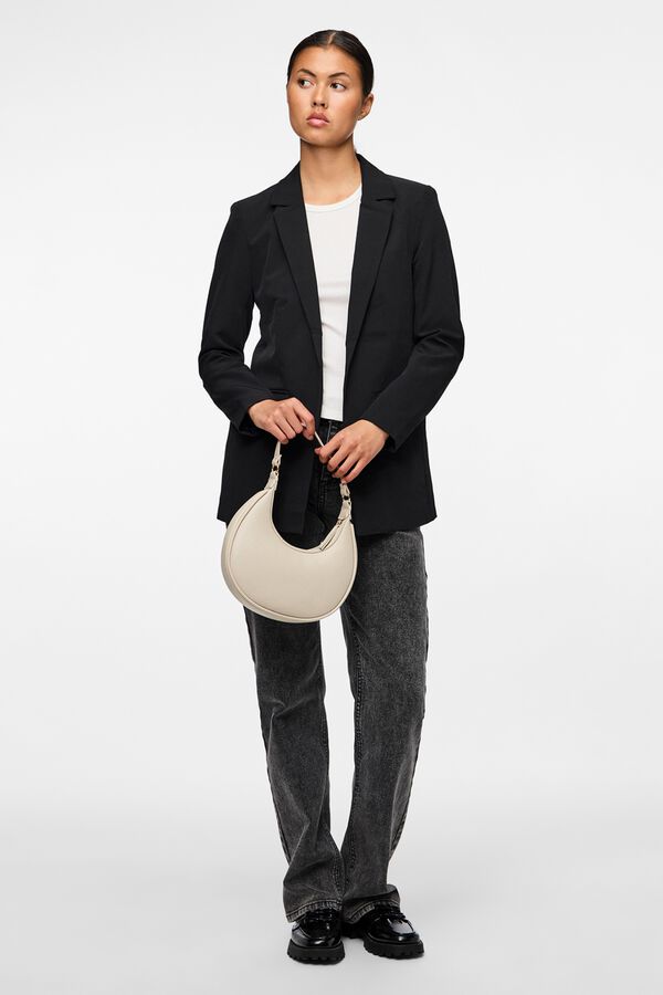 Pieces Blazer oversize sem bot&otilde;es preto