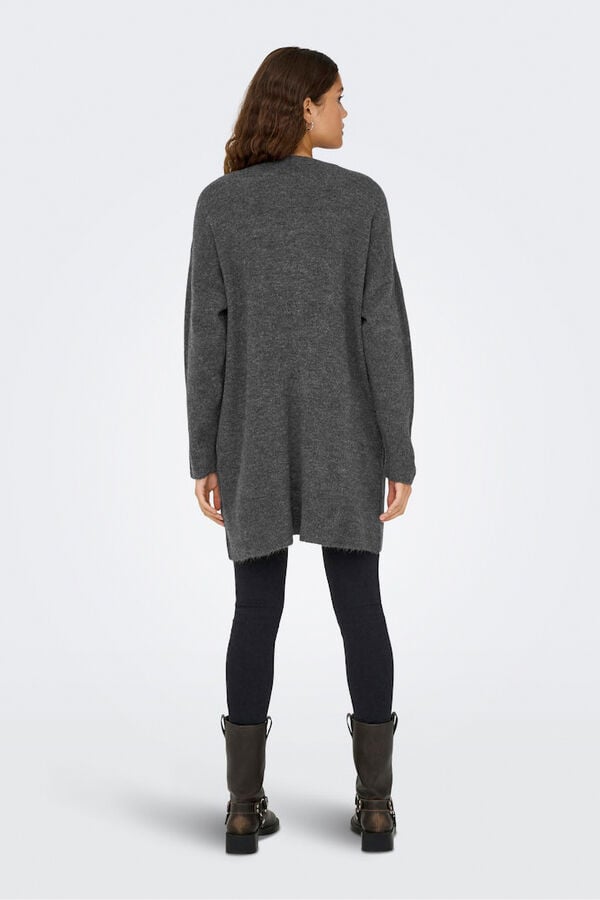 Only Casaco de malha midi aberto cinzento